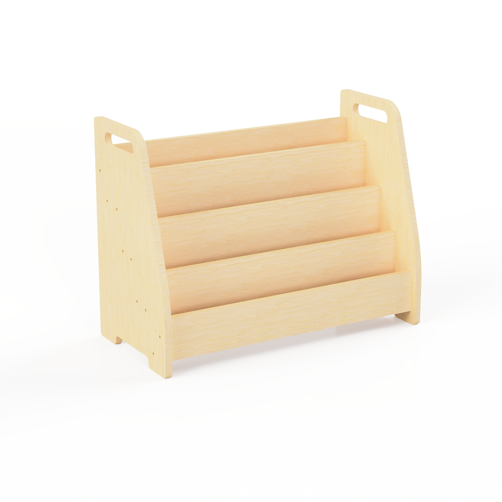 Montessori puidust esiküljega raamatute vitriin lastele
