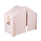 Large Natural Wood Ladder House With a Pink Cover