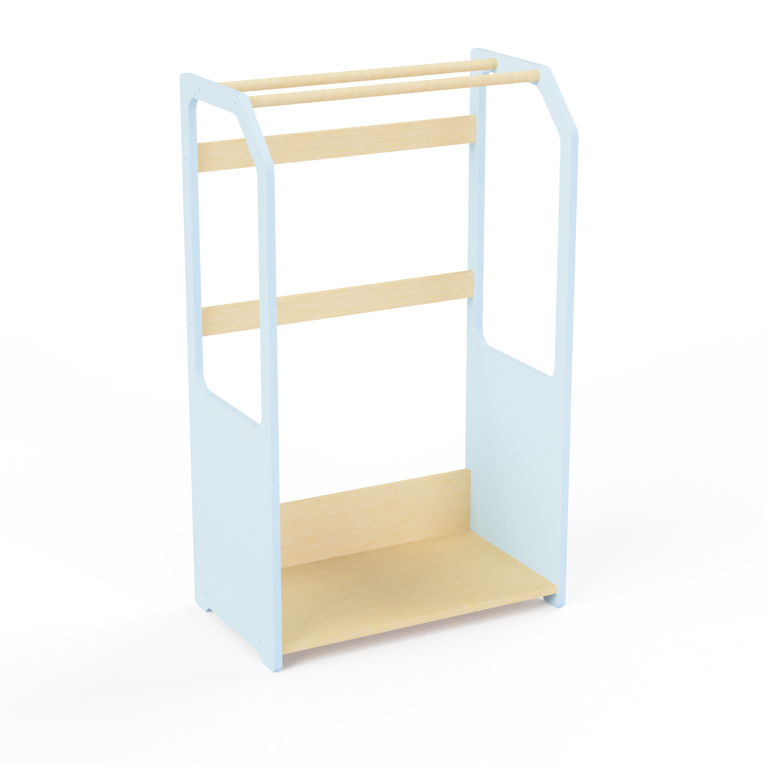 Montessori Wooden Clothes Drying Rack with Storage for Kids