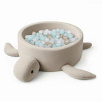 Foam Baby Ball Pit Without Balls - Turtle Oat Biscuit Beige Boucle