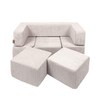 MeowBaby® Soft Velvet Bricks Sofa - Ecru