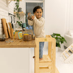 MeowBaby Wooden Kitchen Helper for Children - Natural