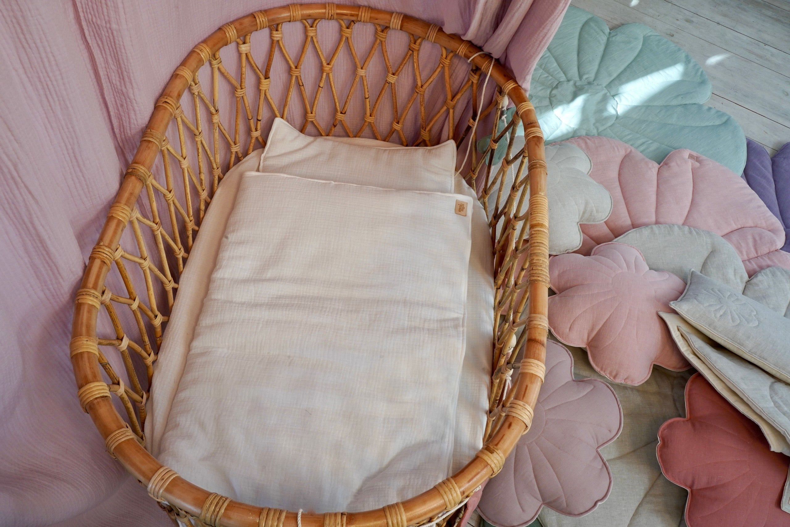 Muslin Baby Blanket + Pillow Set - Cream